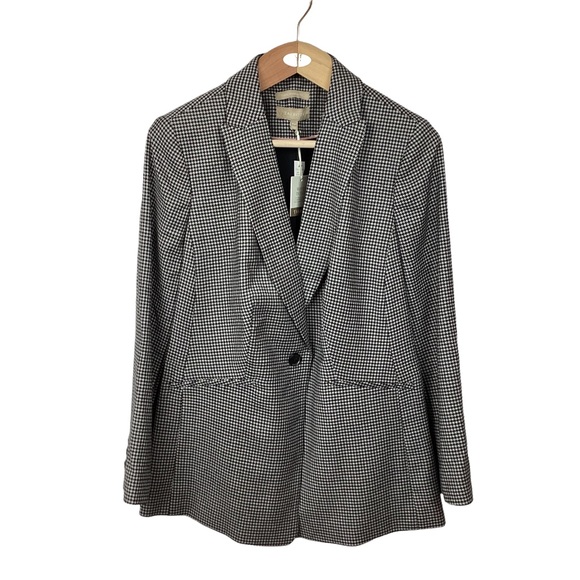NWT Talbots Herringbone Wool Blazer Italy Made Black White 18WP - Picture 1 of 11